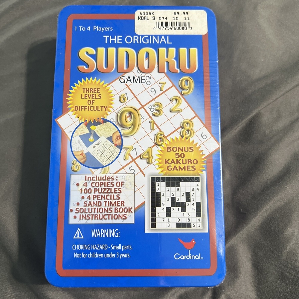 Sudoku - Original Travel Game in Collectors Tin - BONUS 50 Kakuro Games Sealed